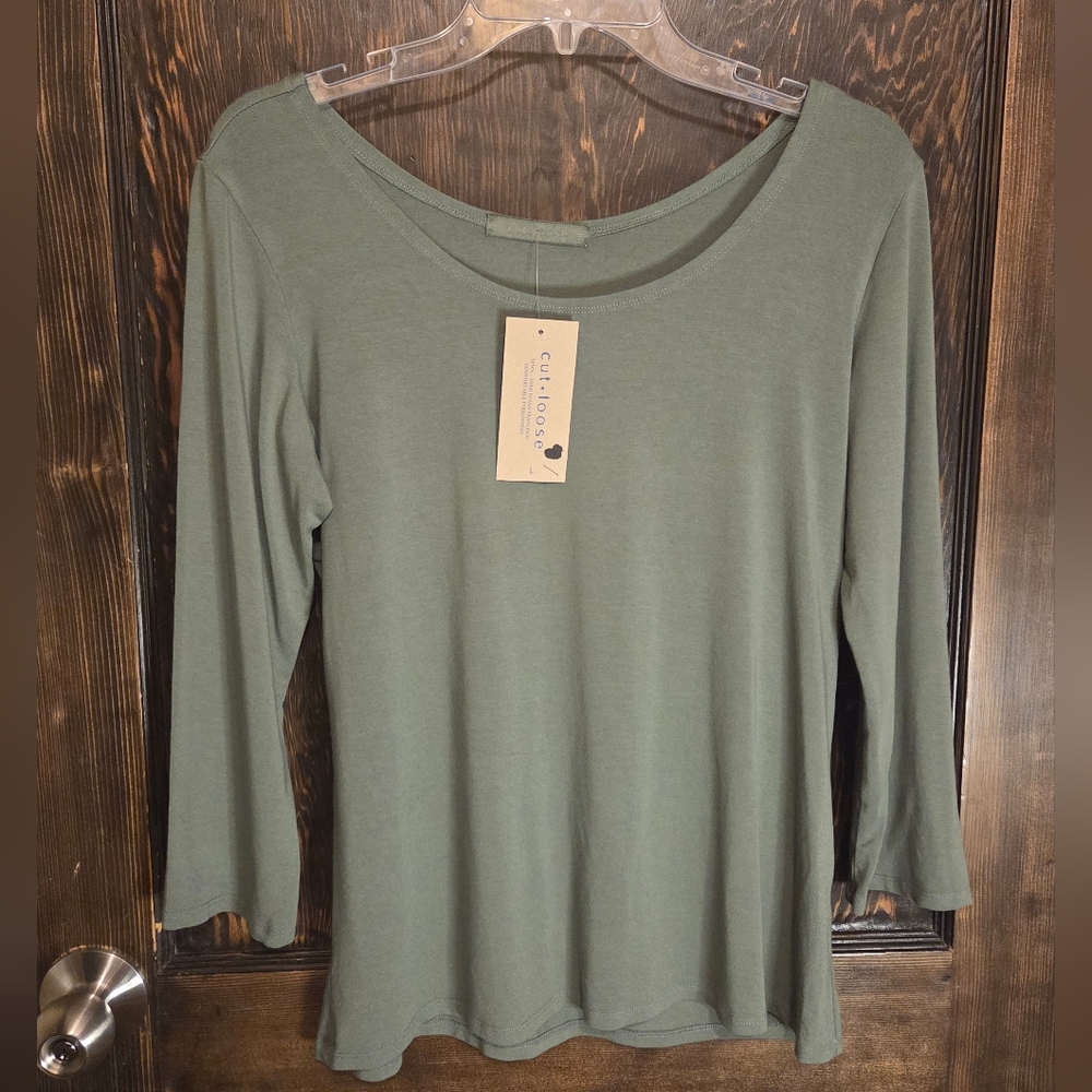 NWT Cut Loose Sage Green Women's Top Sz L